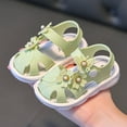 thumbnail image 4 of LOVZFMLL Infant Baby Girls Sandals with Butterfly Flower Non-Slip Soft Sole Flats for Newborn Toddler Prewalker First Walking Crib Closed Toe Green 2-3 Years, 4 of 9