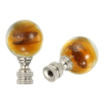 Uxcell 2pcs 1/4-27 Lamp Finial Cap Knob, Clear Round Ball Shaped Crystal, Silver Tone