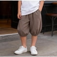 thumbnail image 2 of SROBPTY Boys Summer Pants Solid Linen Cropped Sweatpants Side Pocket for Daily Use 6M-12Y, 2 of 5