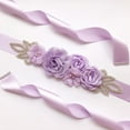 thumbnail image 3 of JUSTUP Bridal Wedding Sash Belt with Flowers Pearls Rhinestone Dress Maternity Waist Belt Brides Bridesmaids, Purple, 3 of 4