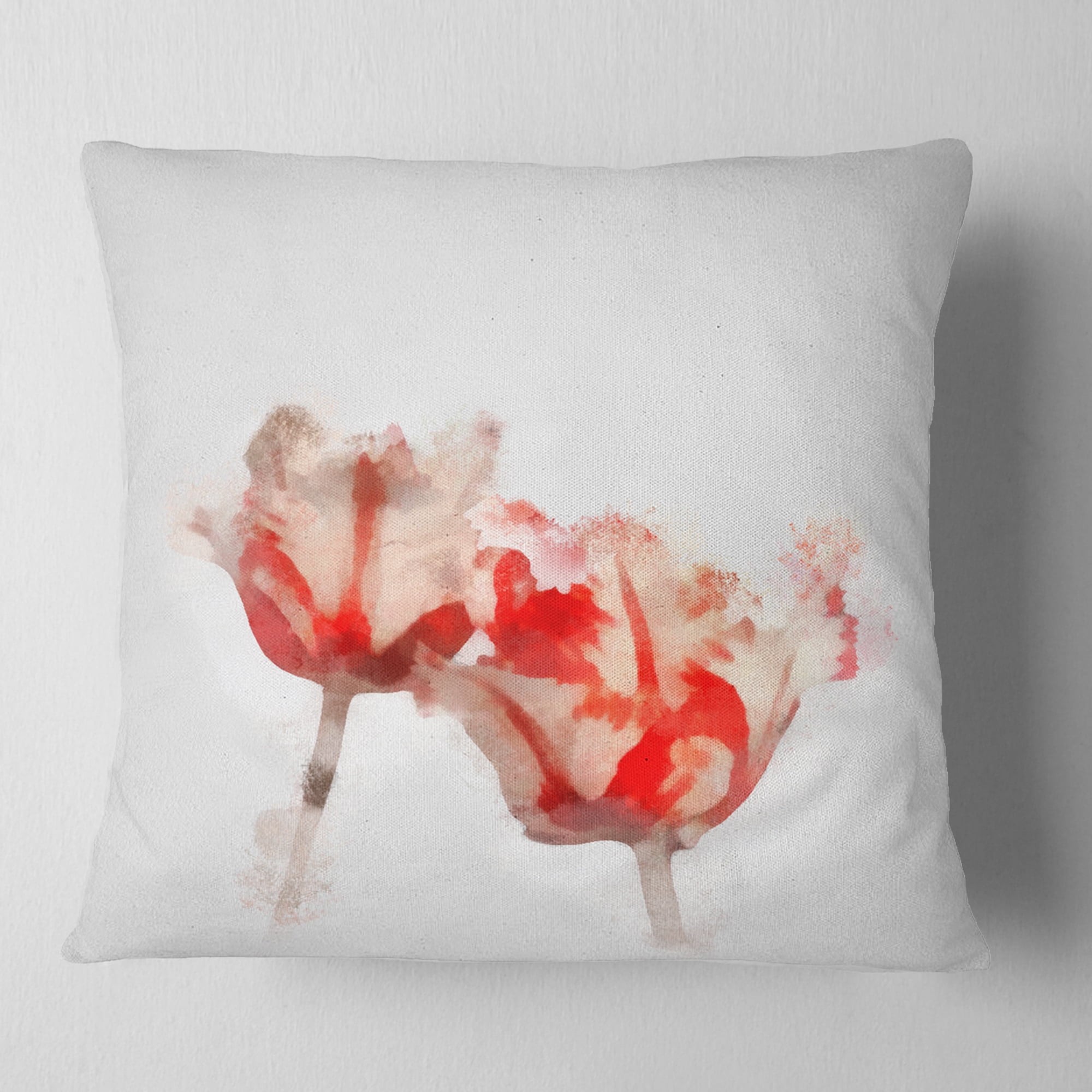 Designart Colorful Watercolor Roses on White - Floral Throw Pillow - 18x18