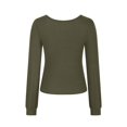thumbnail image 4 of STETMN Long Sleeve Shirts for Women Square Neck Slim Fit Top Fall Trendy Basic Plain T-shirts, 4 of 4