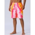 thumbnail image 2 of DARING DIVA Men's Tie-dyed Pattern Drawstring Elastic Waist Board Shorts 36 Pink Yellow, 2 of 6