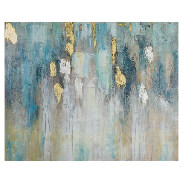 Masterpiece Art Gallery Blue & Gold Rain by Willowbrook Canvas Art