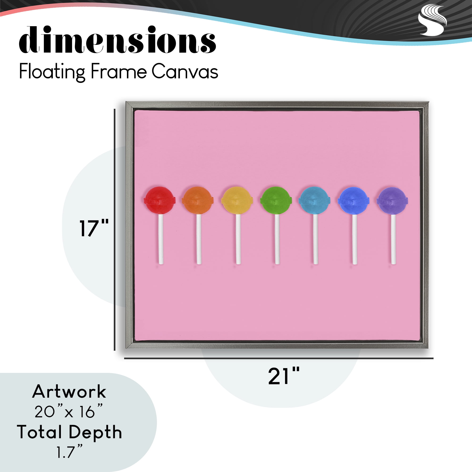 Stupell Industries Row of Rainbow Lollipops Gray Framed Floater Canvas Wall Art, design by LISH Creative