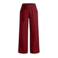 thumbnail image 2 of Sweatpants for Women Wide Leg Fall Lounge Sweat Pants with Pockets Drawstring Elastic Trendy Side Tie, 2 of 7