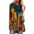 thumbnail image 1 of LUXUR Blouse Chemise à Manches Longues pour Femme Col Ras du Cou Tunique Décontractée Hauts Chandail à Blocs de Couleur Teinture sur Nœuds 8 L, 1 of 2