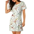 thumbnail image 2 of Gukieu Wildflower Watercolor Print Women's Nightgown, A-line Round Neck Short-sleeved Nightgown Pajamas Home Wear Suitable for Home and Outing, 2 of 6