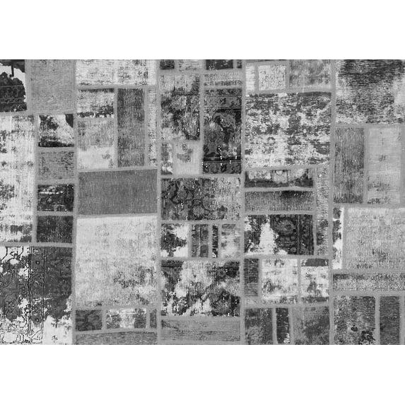 Ahgly Company Indoor Rectangle Patchwork Gray Transitional Area Rugs, 2' x 4'