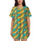 thumbnail image 1 of Fotbe Hot Dogs 8 Conjunto de Pijama Estampado para Mujer, 2 Piezas, Ropa de Dormir con Camiseta de Manga Corta y Shorts Suaves-XX-Large, 1 of 6