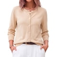 thumbnail image 2 of Fantaslook Crew Neck Knit Cardigan Sweaters for Women Button Front Sweater Tops Business Casual Fall Outfits, 2 of 10