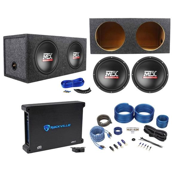 (2) MTX Terminator TN10-04 10” 600w Subwoofers Sealed Box Mono Amplifier Amp Kit