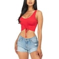 thumbnail image 5 of Women's Sexy Casual Adjustable Ruched Stretchy Slim Fit Jersey Crop Top, 5 of 5