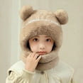 thumbnail image 4 of Lorytime Kids Winter Hat with Neck Warmer Attached Warm Scarf Bear Ears Cap Windproof Double Layer Hat 3-6 Years, 4 of 4