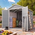 thumbnail image 4 of 8 X 6 Ft Outdoor Plastic Storage Shed with Floors, Resin Tool Shed with Lockable Door & Vents, Perfect for Yard, Garden, Gray, 4 of 10