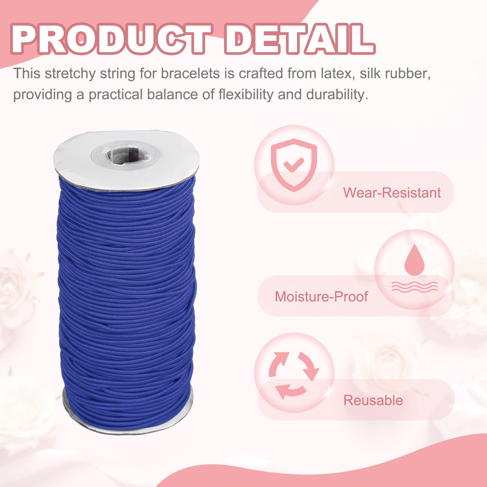 Uxcell Stretchy String for Bracelets, Elastic Crystal Thread Stretch Elastic Beading Cord 2mm & Blue-Fitting For(Bracelets/Sewing/Beading/Necklace/Jewelry Making/Crafts DIY)
