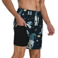 thumbnail image 3 of Haiem Gnome and Snowflakes Mens Swim Trunks with Compression Liner 2 in 1 Swimming Shorts Stretch Swimwear Quick Dry,Board Shorts-Medium, 3 of 9