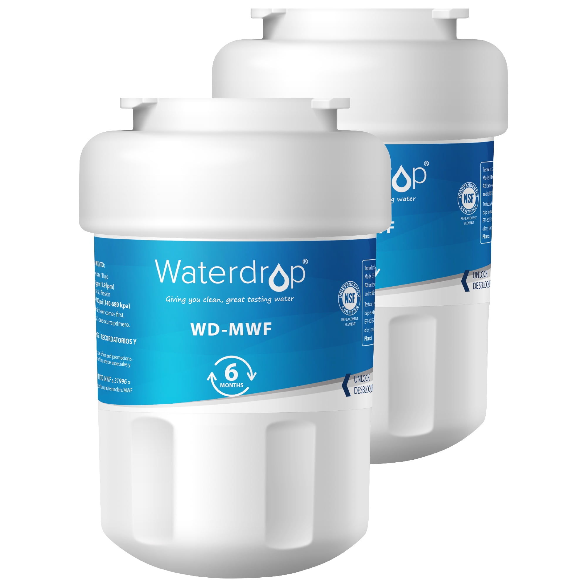 Waterdrop MWF Refrigerator Water Filter, Compatible with GE SmartWater MWF, MWFINT, MWFP, MWFA