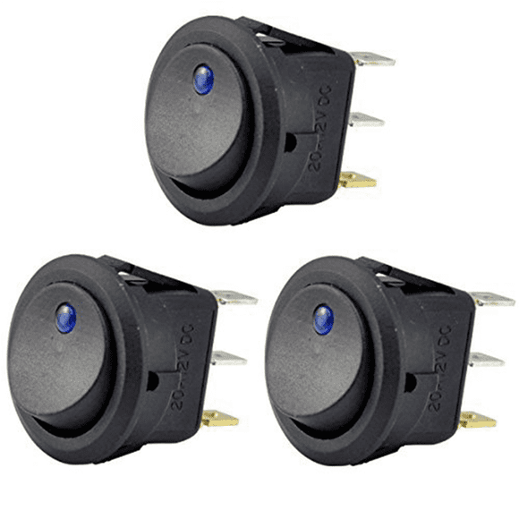 60Pc 12V 20A Rocker Toggle LED Switch Blue Light SPST On-Off Control for Boats Cars Racing Cars Uses A 12 Volt Power