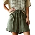 thumbnail image 2 of Cagogo Women's Plus Size Flowy Elastic Waist Shorts Loose Geometric Boho Vacation Casual Regular Fit Trousers Summer Beach Lounge Clothes, Army Green XL, 2 of 6