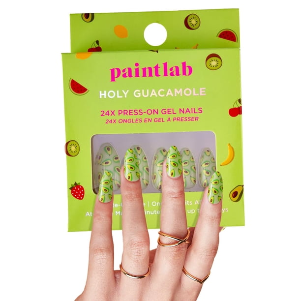 PaintLab Press On Nails - 24 piezas de uñas postizas con pegamento, lima de uñas, almohadilla de preparación y barra para cutículas | No tóxico y libre de crueldad | Pegamento completo y duradero para