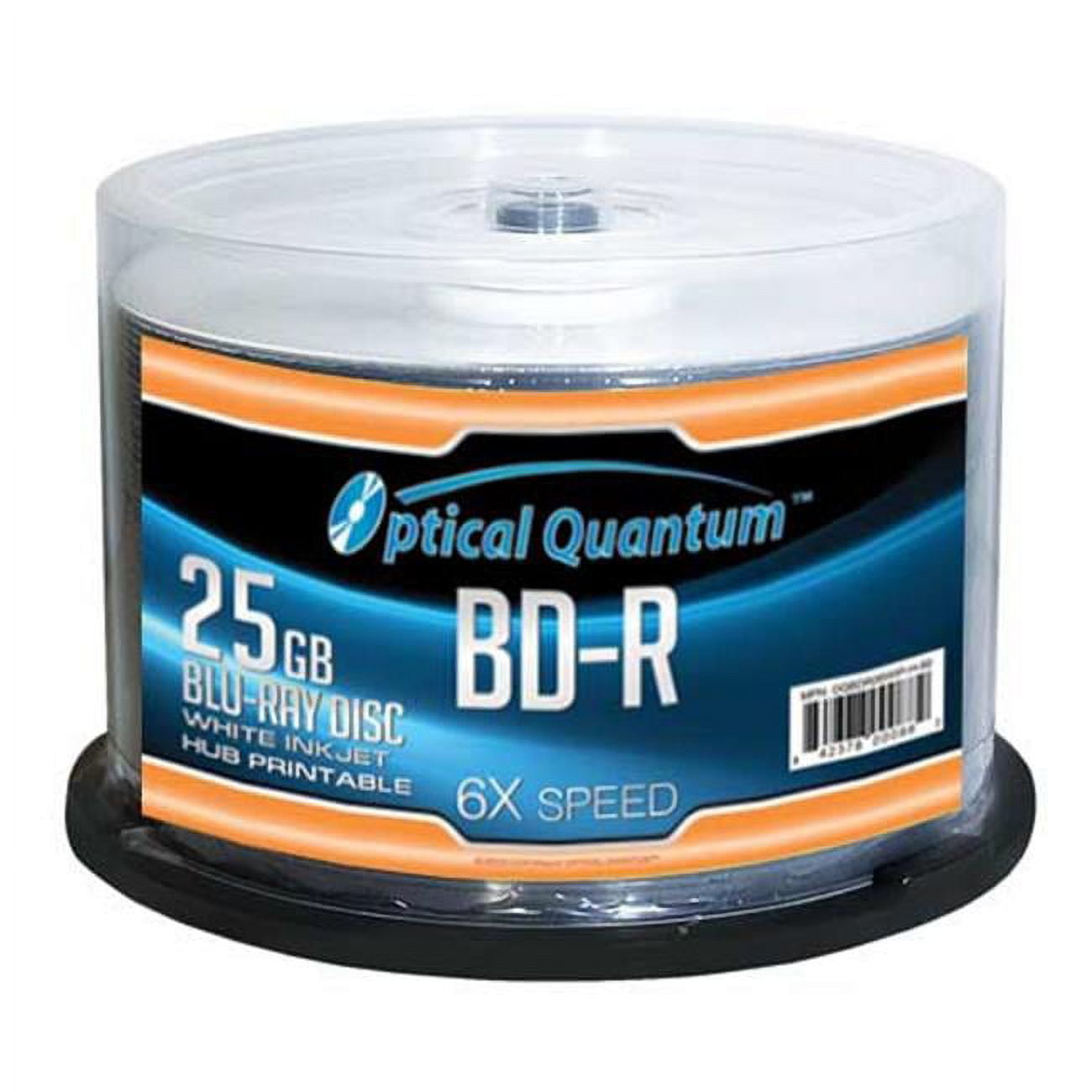 Optical Quantum BD-R 25gb 6x White Inkjet Printable Single Layer Blu-ray Disc 50-pack Spindle - Recordable Optical Media
