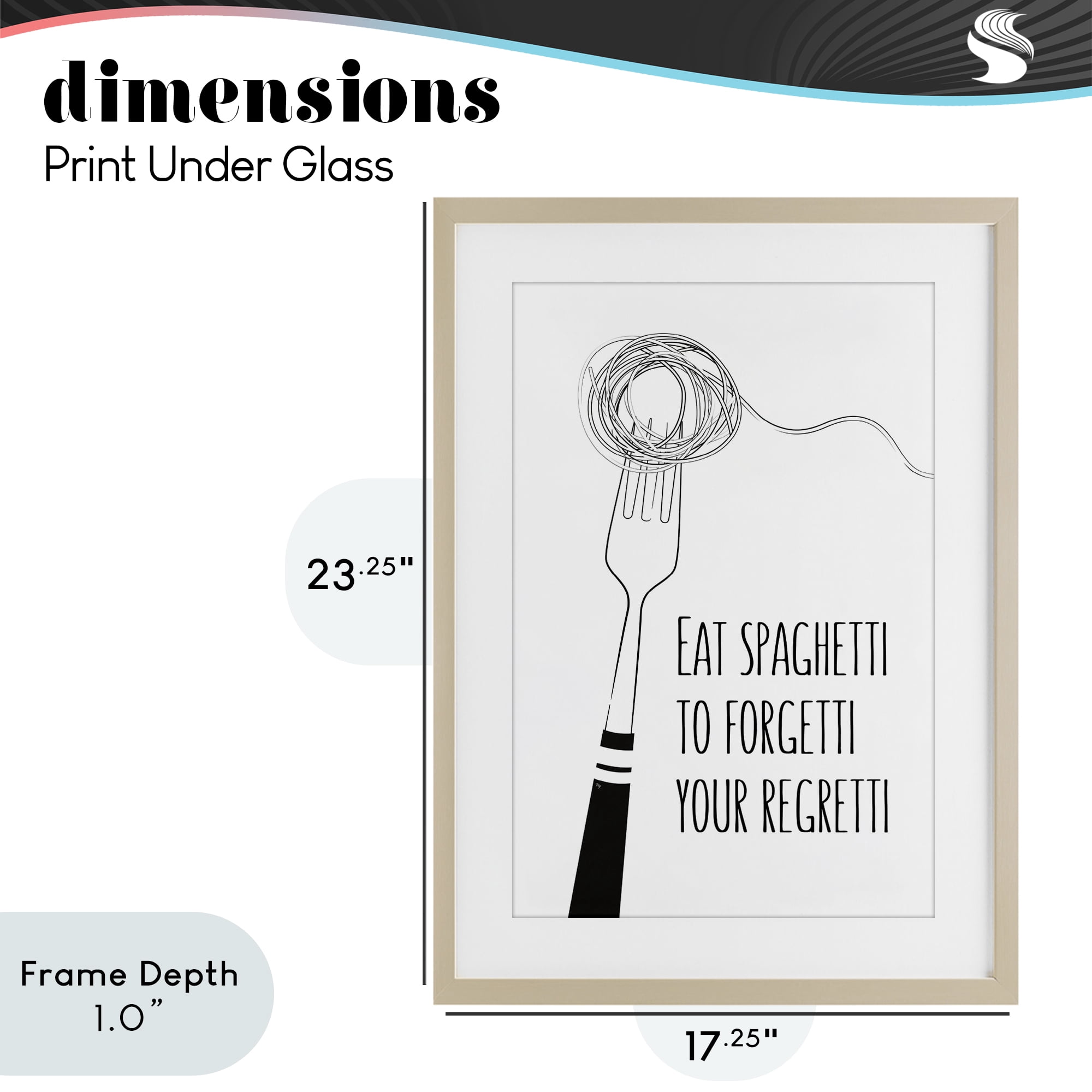 Stupell Industries Funny Spaghetti Sass Birch Framed Print Under Glass, design by Martina Pavlova