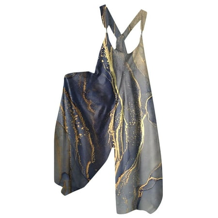 

Dyegold Jumpsuits for Women Casual Women Rompers and Jumpsuits Spaghetti Strap Baggy Overalls Bibs Floral Print Round Neck Sleeveless Rompers Playsuit