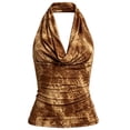 thumbnail image 4 of KHONTS Women Halter Top Backless Tank Tops Cowl Neck Summer Going out Outfits Cami Tops Brown XS, 4 of 4