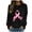 Black, variant on WREESH Women's Casual Loose Fit Sweatshirt Pink Ribbon Flower Graphic Long Sleeve Cancer Awareness Top Brown