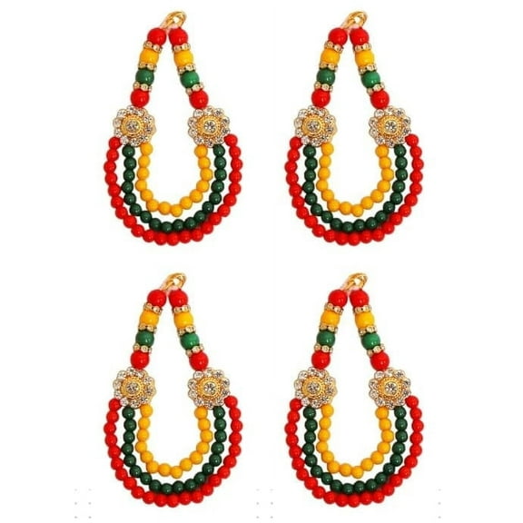 Set of 4 Mala for Laddu Gopal/Devi Maa/Radha Krishna/Indian Traditional Festival Diwali Decorations God Goddess Set Deepawali Decor Deities jewellary All God Idol Statue(Size:- 2")(Green,Red,Yellow)