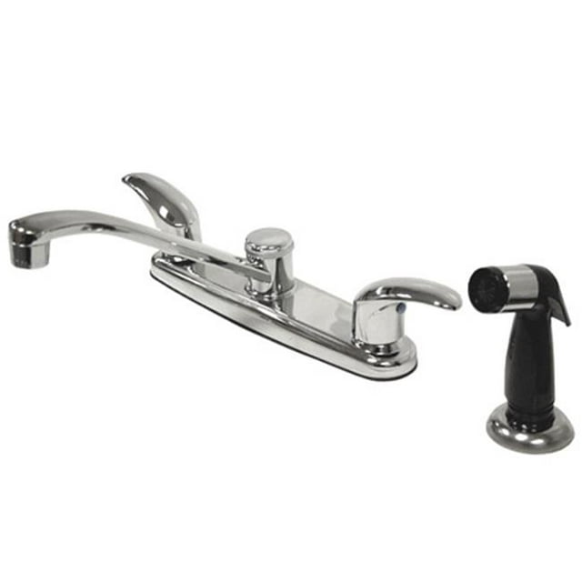 Kingston Brass KB6272LL Robinet de Cuisine à Double Poignée 8 Po. avec Pulvérisateur Noir