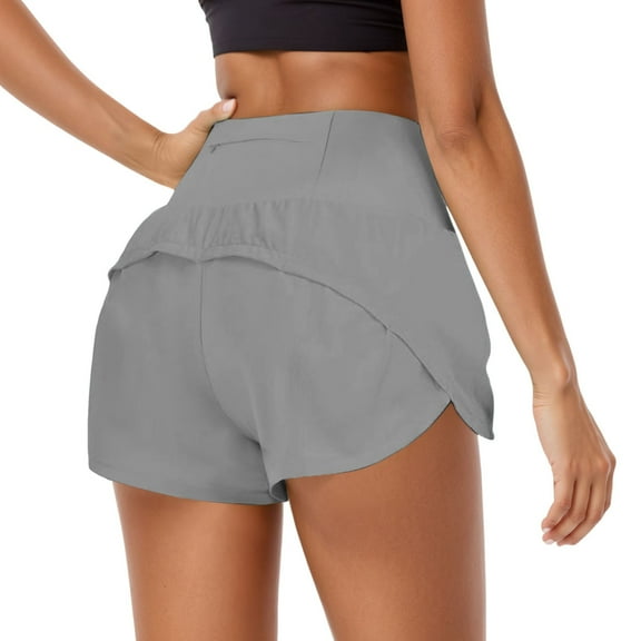 Hifoo Women High Waisted Yoga Shorts With Zipper Pockets Running Athletic Sports Shorts Workout Bottoms For Women Leggings Solid Color Stretchy Wear