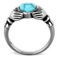thumbnail image 3 of Luxe Jewelry Designs Stainless Steel Women's Claddagh Ring with Sea Blue Synthetic Turquoise Stone -, 3 of 4
