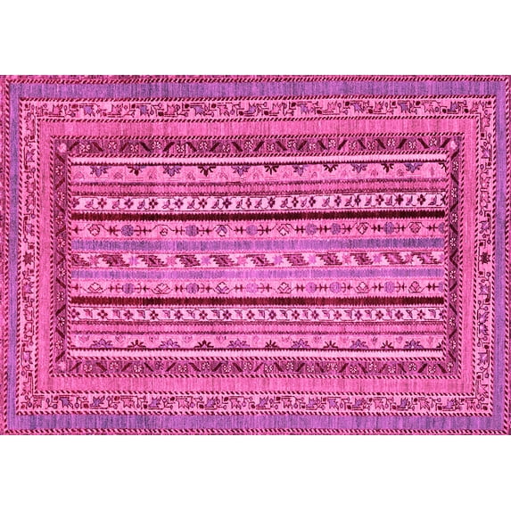 Ahgly Company Indoor Rectangle Abstract Pink Modern Area Rugs, 5' x 7'
