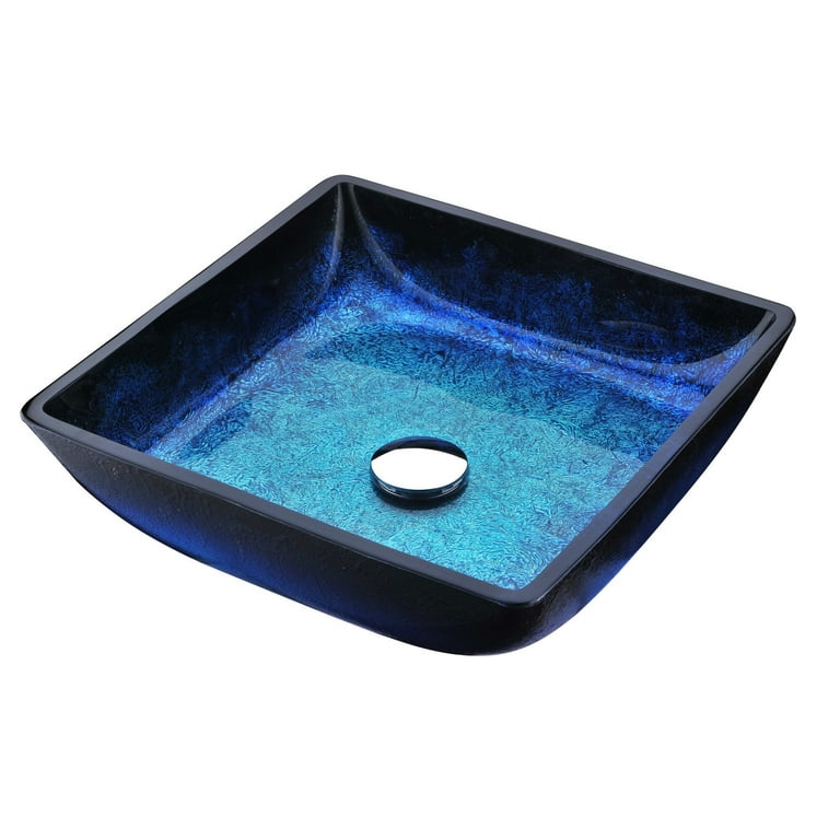 Key Series Deco-Glass Vessel Sink in Lustrous Blue and Black with Enti Faucet in Chrome Key Series Deco-Glass Vessel Sink in Lustrous Blue and Black with Enti Faucet in Chrome