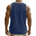 thumbnail image 4 of Men Summer Cotton Linen Tank Tops Gym Athletic Henley Button Sleeveless T-Shirts Workout Loose Comfy Soft Solid Color Tops, 4 of 6