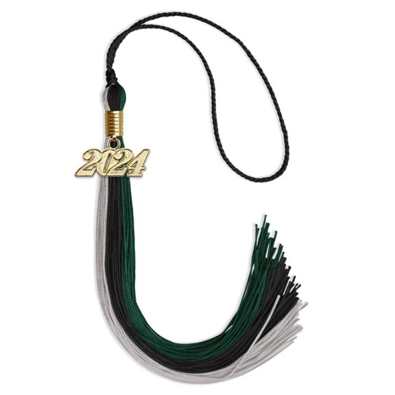 Endea Graduation Black/Teal/Grey Graduation Tassel with Gold Date Drop