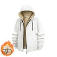 thumbnail image 2 of Bzhegqhd Men's Sherpa Lined Hooded Jacket Casual Solid Color Thickened Zip Up Fleece Coat Blouse with Pockets Warm Winter Long Sleeve Pullover Cozy Streetwear Top, 2 of 4