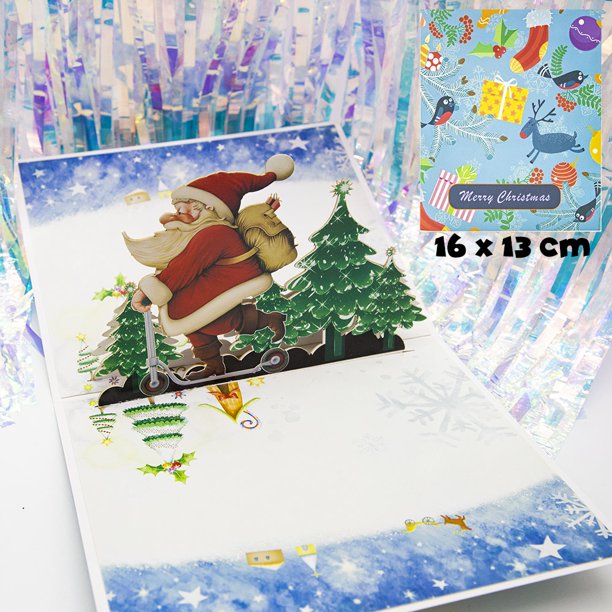 Tarjetas de Papá Noel Pop UP 3D originales, tarjetas de felicitación de Navidad, invitaciones de fiesta, regalos, tarjeta de regalo de Año Nuevo, tarjeta postal de aniversario