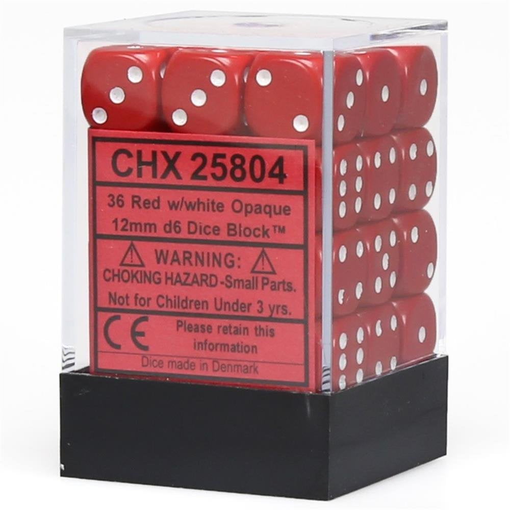 Set 12 Dadi Chessex Nero Opaco Con Rosso &ndash; 6 Lati, 16 Mm, D6 Per Giochi Da Tavolo