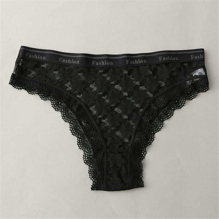 MRULIC intimates for women Women's Stretch Bikini Panty Lace Trim 4 Colors  Comfy Underwear Black + S