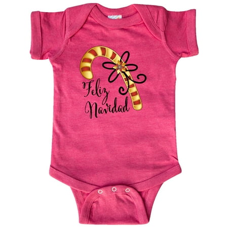 

Inktastic Feliz Navidad Red and Gold Candy Cane Gift Baby Boy or Baby Girl Bodysuit