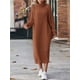 thumbnail image 1 of Suéter largo holgado de cuello alto para mujer, vestido de punto de manga larga, Color liso, otoño e invierno, 2024, 1 of 5