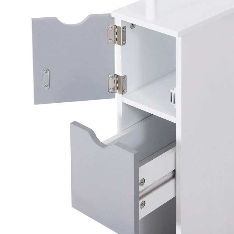 HOMCOM 54 Tall Bathroom Storage Cabinet, Freestanding Linen Tower