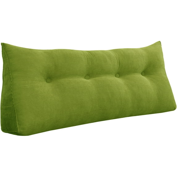 WOWMAX Sofa Bed Large Filled Triangular Wedge Cushion Bed Backrest Positioning Support Pillow Reading Pillow Office Lumbar Pad with Removable Cover Green 47 Inches
