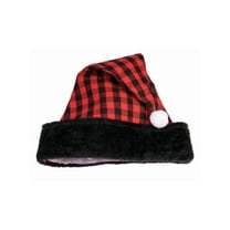Rubies Black and Red Buffalo Plaid Santa Hat for Adults, Unisex One Size