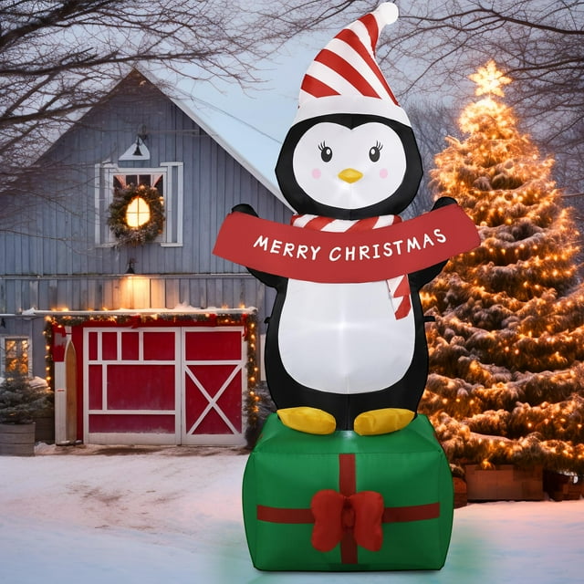 Pingüino inflable navideño de 183 cm con luces LED de GIFTFIND