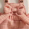 thumbnail image 6 of YDFCWXW Newborn Infant Girls Clothes Set Ruffle Top Plaid Overall Dress with Bow Headband 0-18M (Orange, 3-6 Months), 6 of 9
