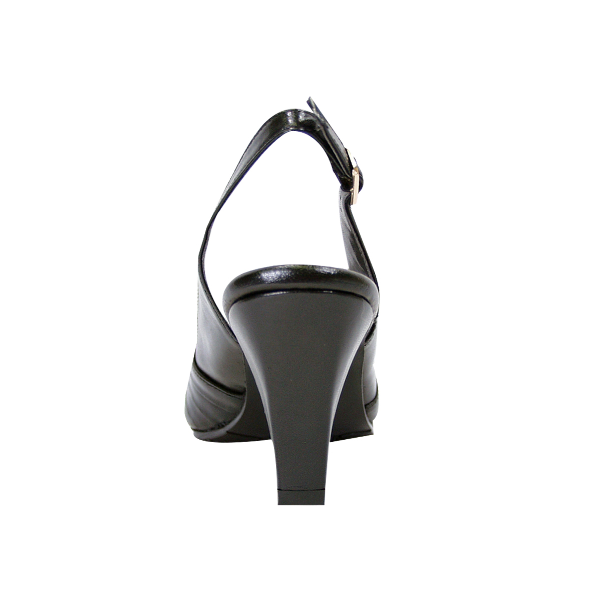PEERAGE Daphne Women Extra Wide Width Peep Toe Pleated Upper Slingback with Buckle BLACK 7